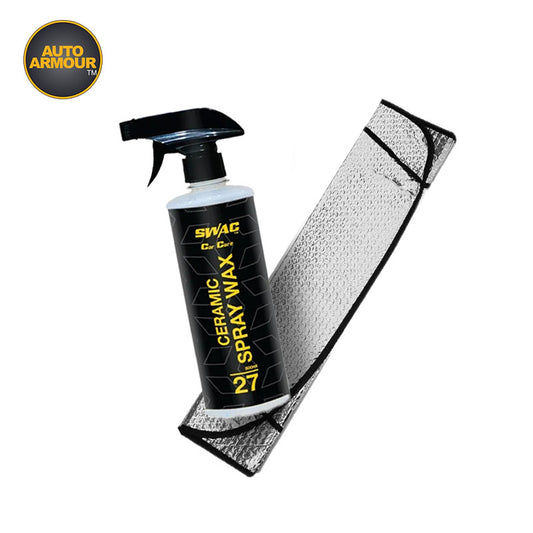 UV Protect Front Rear Car Window Sunshade Reflector +SWAC Ceramic Spray Wax