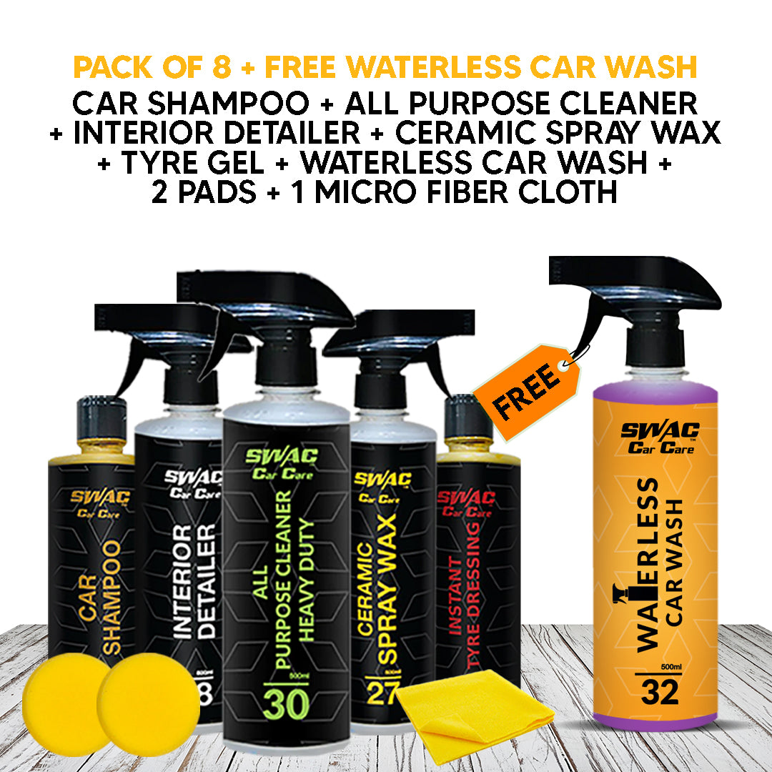 Pack of 8 + Free Waterless Car Wash